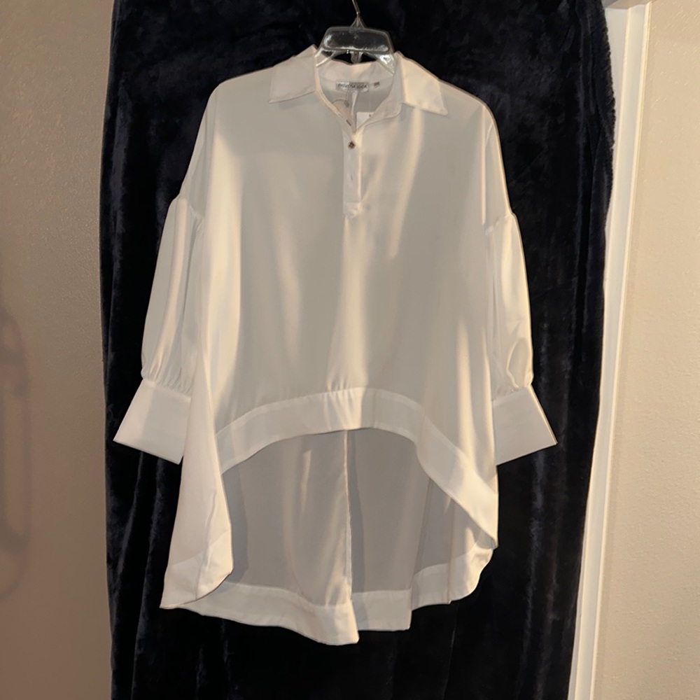 Patrizia Lucia size Small/Medium asymmetrical white blouse NWT